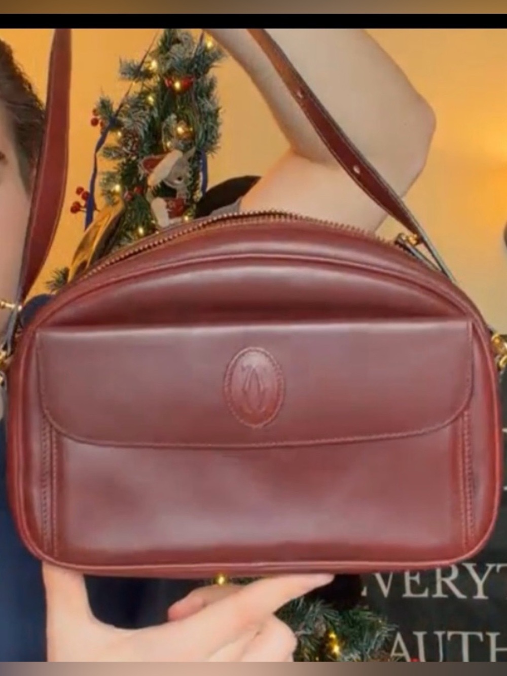 Cartier authentic Bordeaux calfskin leather purse EUC with COA